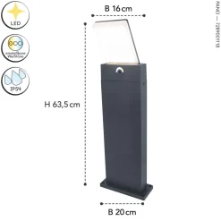 Eco-Light LED Wegeleuchte Bewegungssensor IP54 63,5 cm Anthrazit< Metall Lampen|Wegeleuchten