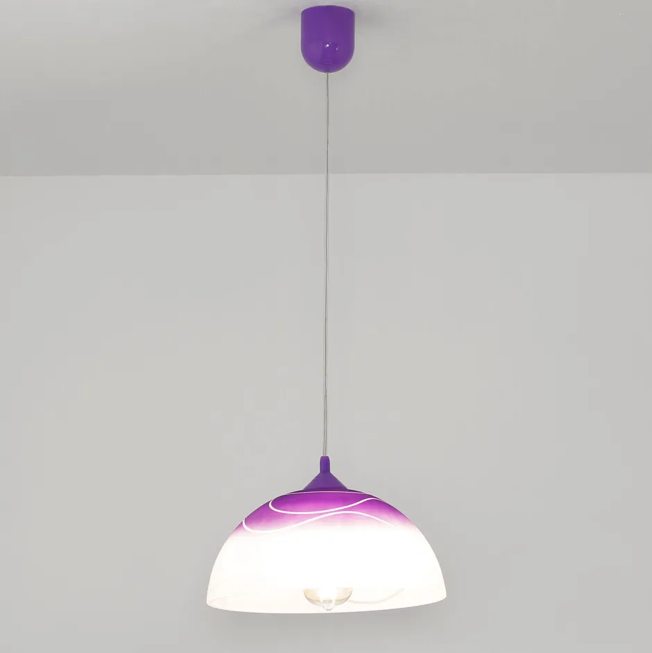 Hängelampen|Esszimmer Lampen*Lamkur Lila Hängeleuchte Glas rund Retro Esstisch ADANIA