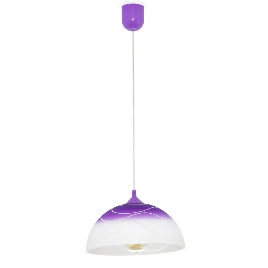 Hängelampen|Esszimmer Lampen*Lamkur Lila Hängeleuchte Glas rund Retro Esstisch ADANIA