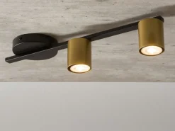 Deckenleuchten|Flurlampen*Sigma Längliche Deckenleuchte Schwarz Gold Metall GU10 46 cm