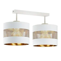TK Lighting Längliche Deckenleuchte Stoff Weiß Gold E27 45 cm< Deckenleuchten|Flurlampen