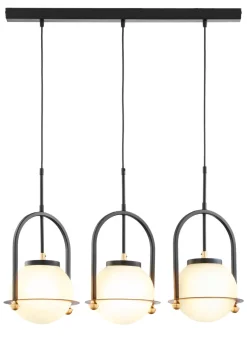 Jupiter Längliche Hängelampe 3-flammig Glas Metall E27 66 cm< Hängelampen|Bürolampen