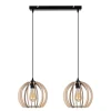 Belis Längliche Hängelampe Holz Metall E27 2-flammig L:60 cm< Hängelampen|Bürolampen