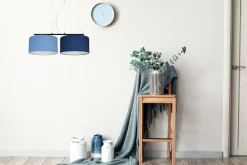 Belis Längliche Hängelampe Stoff Schwarz Blau E27 L:70 cm< Hängelampen|Bürolampen