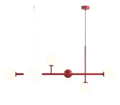 Hängelampen|Bürolampen*ALDEX Längliche Hängeleuchte Rot Weiß Glas 6-flammig E14 E27