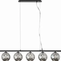 Hängelampen|Esszimmer Lampen*Eco-Light Längliche Pendelleuchte Schwarz Rauchgrau G9 100 cm