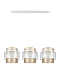 Hängelampen|Bürolampen*Belis Längliche Pendelleuchte Stoff Metall E27 3-flmg 75 cm