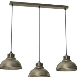 Hängelampen|Bürolampen*Luminex Loft Hängelampe in Gold Metall 3-flmg E27 akzentuiert