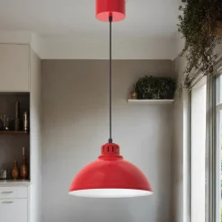 Luminex Loft Hängelampe Rot Weiß Metall Ø30 cm E27 akzentuiert< Metall Lampen|Schlafzimmer Lampen
