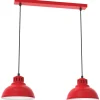 Hängelampen|Bürolampen*Luminex Loft Hängelampe Rot Weiß Metall 65 cm E27 akzentuiert