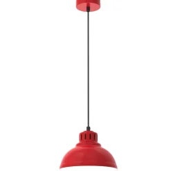 Metall Lampen|Schlafzimmer Lampen*Luminex Loft Hängelampe Rot Weiß Metall Ø21 cm E27 akzentuiert