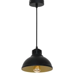 Luminex Loft Hängelampe Schwarz Gold Metall Ø21 cm akzentuiert< Hängelampen|Bürolampen