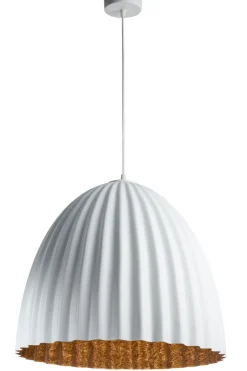 Wohnzimmerlampen|Esszimmer Lampen*Sigma Loft Pendellampe Metall Weiß Kupfer Riffel E27 stylisch