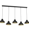 Hängelampen|Bürolampen*Luminex Loft Pendelleuchte Metall 125 cm XXL E27 Schwarz Gold