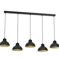 Hängelampen|Bürolampen*Luminex Loft Pendelleuchte Metall 125 cm XXL E27 Schwarz Gold