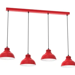 Luminex Loft Pendelleuchte Rot Weiß 4-flammig E27 akzentuiert< Hängelampen|Bürolampen