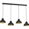Luminex Loft Pendelleuchte Schwarz Gold 4-flammig akzentuiert< Hängelampen|Bürolampen