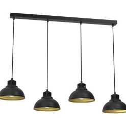 Luminex Loft Pendelleuchte Schwarz Gold 4-flammig akzentuiert< Hängelampen|Bürolampen