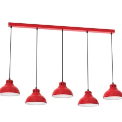Luminex Loft Pendelleuchte XXL Metall 125 cm E27 Rot Weiß< Hängelampen|Bürolampen