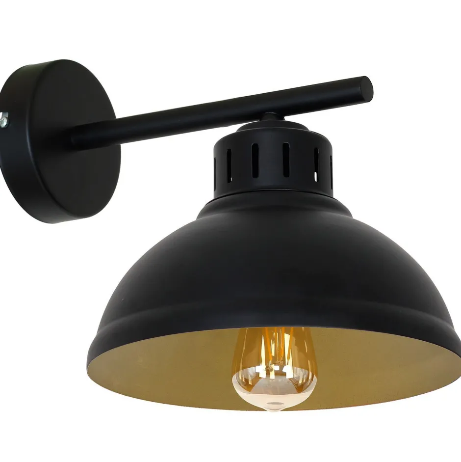 Wandleuchten|Schlafzimmer Lampen*Luminex Loft Wandleuchte Metall Schwarz Gold T:26 cm dekorativ
