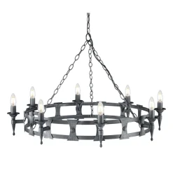 Hängelampen|Esszimmer Lampen*Elstead Lüster CAMELOT 7 Silber Antik Ø90cm kürzbar Lampe