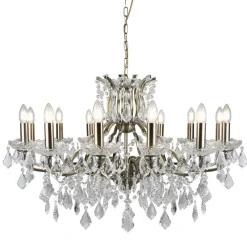 Searchlight Lüster Kristall Ø 88 cm groß Messing Antik 12x E14< Hängelampen|Esszimmer Lampen