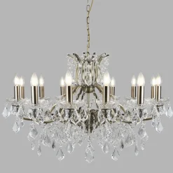 Searchlight Lüster Kristall Ø 88 cm groß Messing Antik 12x E14< Hängelampen|Esszimmer Lampen