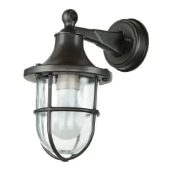 Lido Maritime Außenlampe Schwarz antik IP64 E27 Riffelglas Messing< Rustikale Lampen|Metall Lampen
