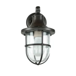 Lido Maritime Außenlampe Schwarz antik IP64 E27 Riffelglas Messing< Rustikale Lampen|Metall Lampen