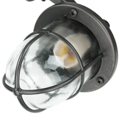 Lido Maritime Außenlampe Schwarz antik IP64 E27 Riffelglas Messing< Rustikale Lampen|Metall Lampen