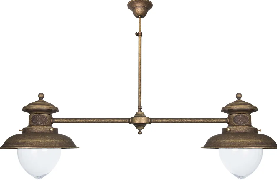 Glaslampen|Metall Lampen*Giovanni Battista Maritime Deckenleuchte aus Messing in Antik Bronze