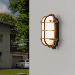 Außenleuchten Antik|Außenwandleuchten*Giovanni Battista Maritime Feuchtraumleuchte Außen Messing & Glas