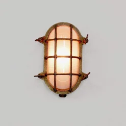 Außenleuchten Antik|Außenwandleuchten*Giovanni Battista Maritime Feuchtraumleuchte Außen Messing & Glas