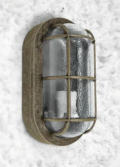 Außenwandleuchten|Feuchtraumleuchten*Andromeda Maritime Lampe Wand außen Feuchtraum Messing Glas E27 IP64