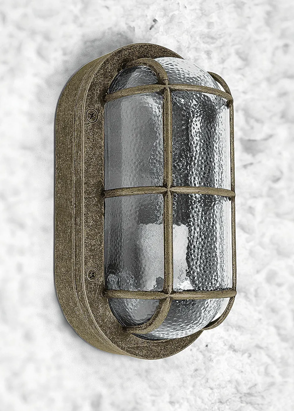 Außenwandleuchten|Feuchtraumleuchten*Andromeda Maritime Lampe Wand außen Feuchtraum Messing Glas E27 IP64