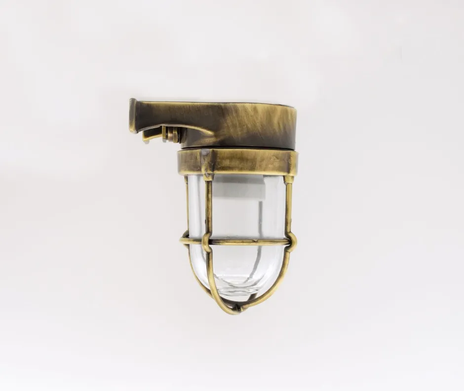 Außenleuchten Antik|Außenwandleuchten*Andromeda Maritime Wandlampe außen Messing Glas 16,5 cm hoch IP64 E27