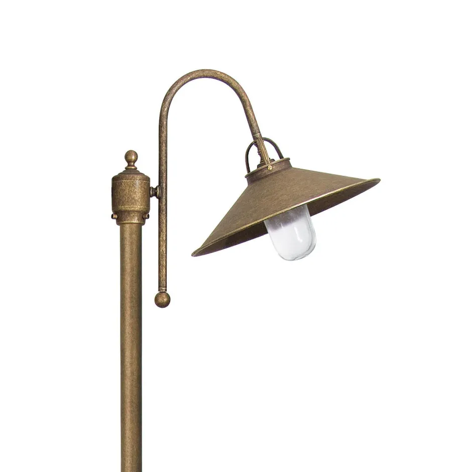 Außenleuchten Antik|Außenleuchten Messing*Giovanni Battista Maritime Wegeleuchte Messing Glas IP44 210 cm hoch E27