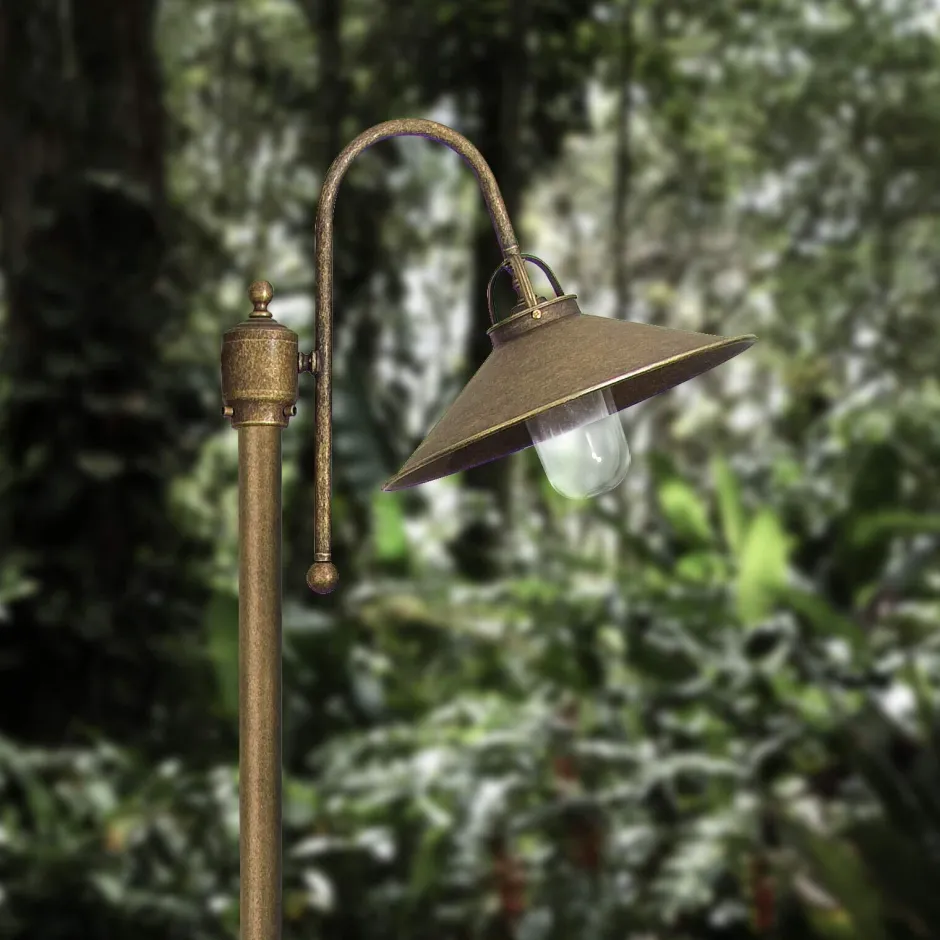 Außenleuchten Antik|Außenleuchten Messing*Giovanni Battista Maritime Wegeleuchte Messing Glas IP44 210 cm hoch E27