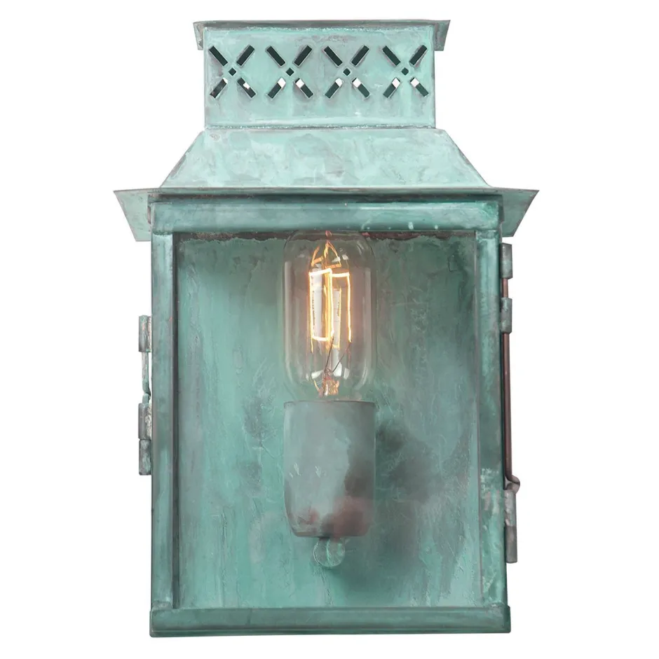 Außenleuchten Messing|Außenwandleuchten*Elstead Massive Wandlampe HARROGATE aus Messing Grün antik