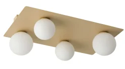 Deckenleuchten|Flurlampen*Sigma Mehrflammige Deckenlampe Gold Metall Glas eckig 62 cm