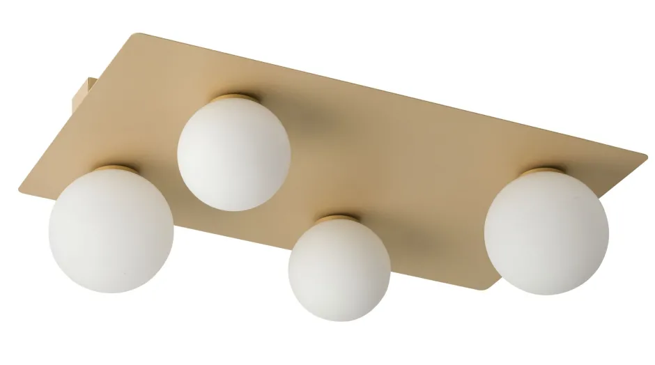 Deckenleuchten|Flurlampen*Sigma Mehrflammige Deckenlampe Gold Metall Glas eckig 62 cm