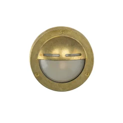 Rustikale Lampen|Metall Lampen*Lido Messing Außenwandleuchte rund IP64 Ø14cm Maritim