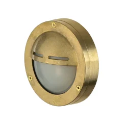 Rustikale Lampen|Metall Lampen*Lido Messing Außenwandleuchte rund IP64 Ø14cm Maritim