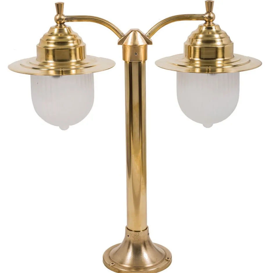 Lido Messing Gartenlampe 50cm hoch Maritim wetterfest< Außenleuchten Antik|Außenleuchten Messing