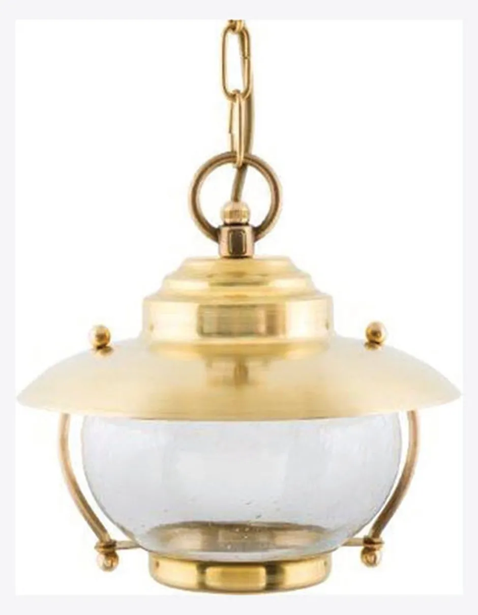 Metall Lampen|Messinglampen*Lido Messing Hängeleuchte rund IP43 Maritim Ø23cm außen