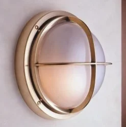 Laura Suardi Messing LED Wandleuchte rund IP54 Maritim außen< Außenleuchten Antik|Außenleuchten Messing