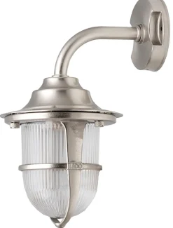 Außenleuchten Antik|Außenleuchten Messing*Lido Messing Schiffslampe in Nickel Riffelglas IP64 außen