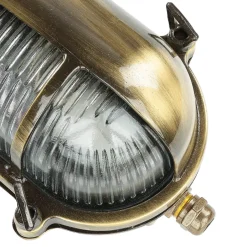 Rustikale Lampen|Metall Lampen*Lido Messing Schiffsleuchte oval IP64 Maritim Riffelglas