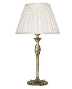 Giovanni Battista Messing Tischleuchte SIMONA Weiß Stoffschirm< Wohnzimmerlampen|Messinglampen