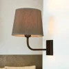Wohnzimmerlampen|Metall Lampen*Giovanni Battista Messing Wandleuchte E27 Beige Stoff Schirm